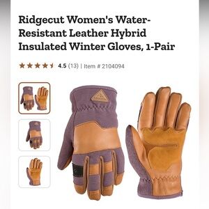 Ridgecut Women's Water-Resistant Leather Hybrid
Insulated Winter Gloves NWT